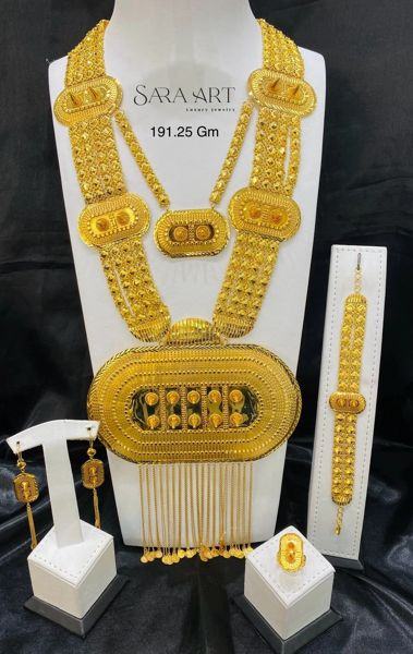 gold necklace set with earrings, bracelet and ring, 191.25 g, reference PR-017, SARA ART Dubai